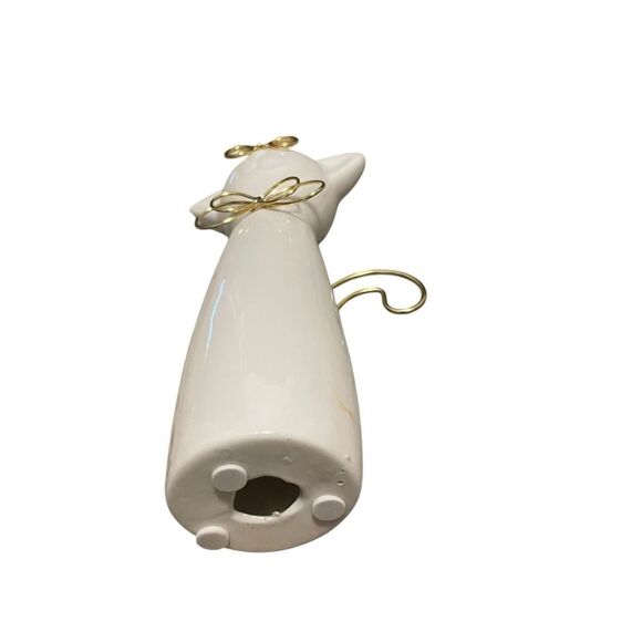 Sagebrook Home Ceramic Cat Figurine with Glasses White Gold 7" - Picture 5 of 5